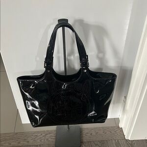 Elegant Black Patent Leather Tote Bag